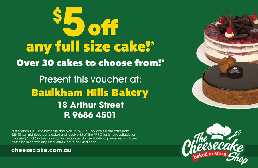 5 Off Any Full Size Cake The Cheesecake Shop Baulkham Hills Negotiator